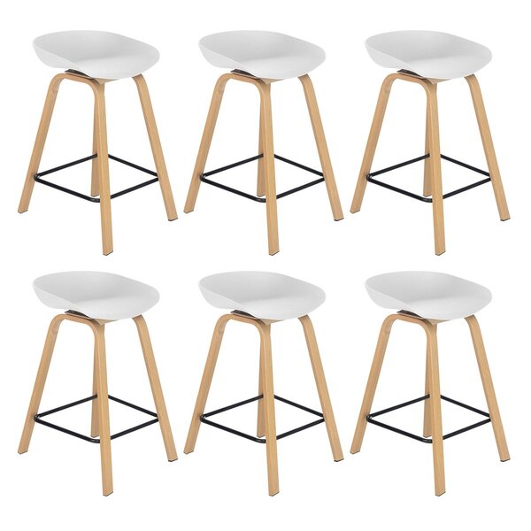 Kit 6 Banquetas Médias Bancada Cozinha Cassia Bd 66 Cm Branco