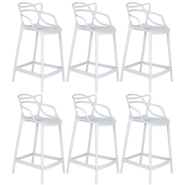 Kit 6 Banquetas Médias Masters Allegra 66 Cm Branco