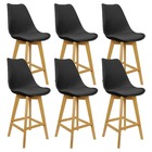 Kit 6 Banquetas Monty Leda Luisa Saarinen Alta Base Fixa Made