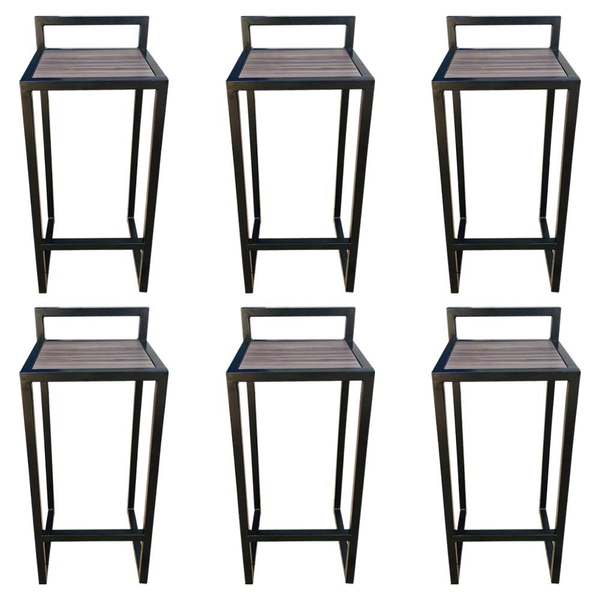 Kit 6 Banquetas Para Area Gourmet Industrial Preta 80cm E Mdf