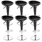 Kit 6 Banquetas Pretas Tulipa Lotus Em Abs Com Base Giratória