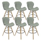 Kit 6 Banquetas Slim Eiffel Wood Estofada - Cinza