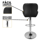 Kit 6 Banquetas Slim Estofada Giratória C/ Regulagem - Preto