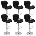 Kit 6 Banquetas Slim Estofada Giratória C/ Regulagem - Preto
