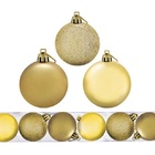 Kit 6 Bolas De Natal Mista Gliter, Fosca E Brilho Dourada 7cm