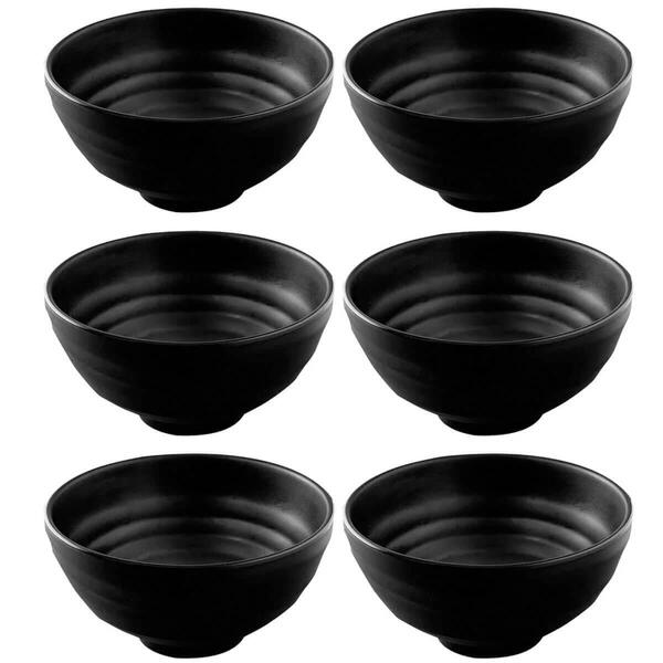 Kit 6 Bowls De Melamina Miso Preto 11,3x6cm Servir Ceviche E