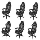 Kit 6 Cadeira Gamer Com Rodízios Pu Hawker 3315 Preta