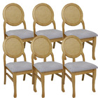 Kit 6 Cadeira Medalhão Contemporânea Com Tela Verniz Mel E Su