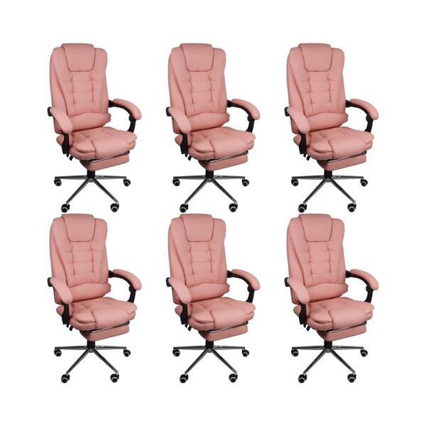 Kit 6 Cadeira Presidente Ergonômica Apoio Para Pés Ajustável