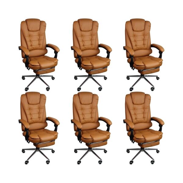 Kit 6 Cadeira Presidente Ergonômica Apoio Para Pés Ajustável