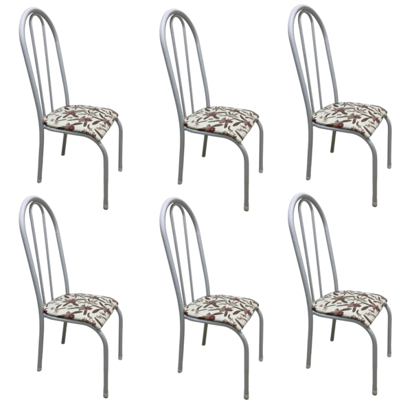 Kit 6 Cadeira Requinte Sala Jantar Aço Tubolar Cozinha Corino
