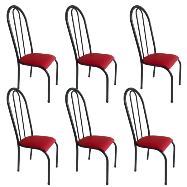 Kit 6 Cadeira Requinte Sala Jantar Aço Tubolar Cozinha Corino
