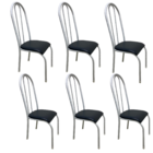 Kit 6 Cadeira Requinte Sala Jantar Aço Tubolar Cozinha Corino