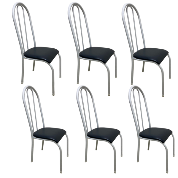 Kit 6 Cadeira Requinte Sala Jantar Aço Tubolar Cozinha Corino