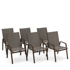 Kit 6 Cadeira Riviera Piscina Alumínio Marrom Tela Fendi