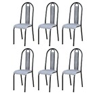 Kit 6 Cadeiras 058 América Cromo Preto/grafiato - Artefamol