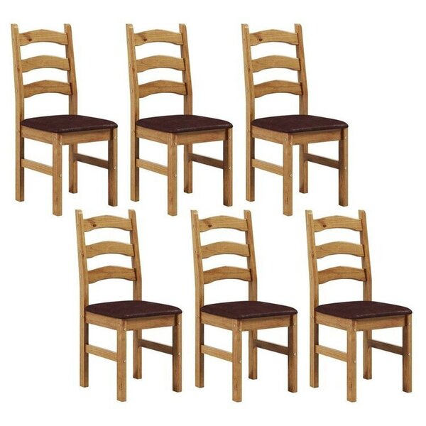 Kit 6 Cadeiras 100% Madeira Maciça Com Assento Estofado Napol