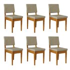 Kit 6 Cadeiras 100% Madeira Maciça Encosto E Assento Estofado