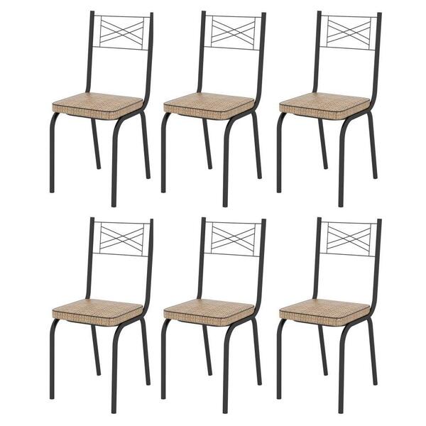 Kit 6 Cadeiras 119 Europa Preto/rattan - Artefamol