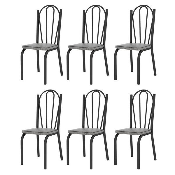 Kit 6 Cadeiras 121 Europa Preto/platina - Artefamol