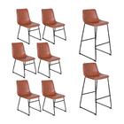 Kit 6 Cadeiras + 2 Banquetas Estofadas Industrial Loft Vintag