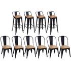 Kit - 6 Cadeiras + 4 Banquetas Altas Tolix Com Encosto - Pret