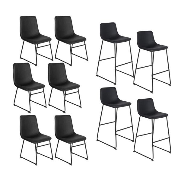 Kit 6 Cadeiras + 4 Banquetas Estofadas Industrial Loft Vintag