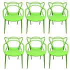 Kit 6 Cadeiras Allegra Verde Empilhável Para Cozinha Sala De