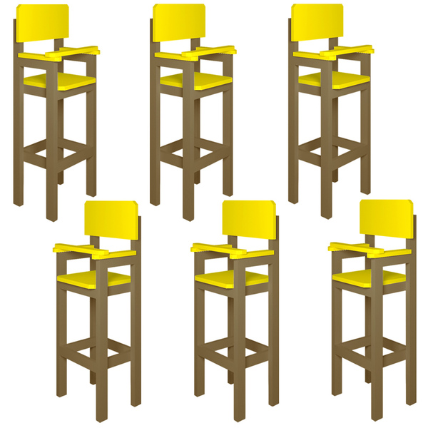 Kit 6 Cadeiras Alta Refeição Infantil Criança Restaurante Lan