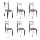 Kit 6 Cadeiras Avulsas Santiago Preto Prata Com Assento Cor O