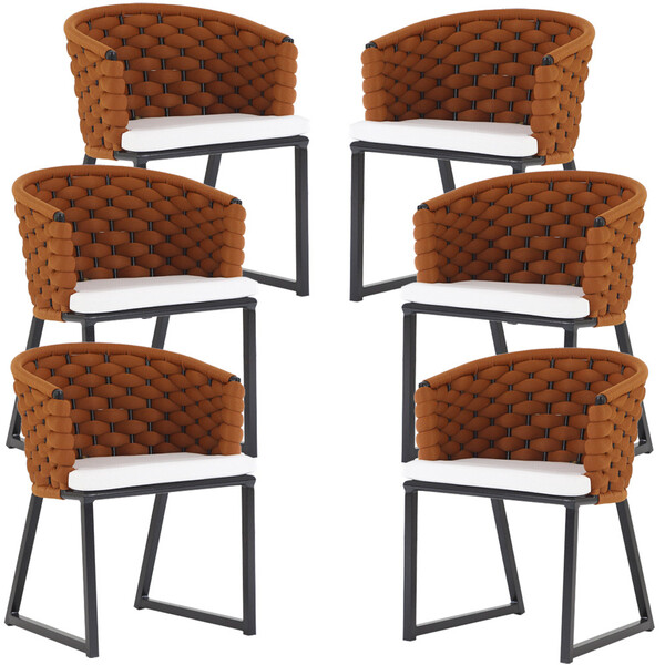 Kit 6 Cadeiras Bali Alumínio Em Tricô Náutico Trama Original