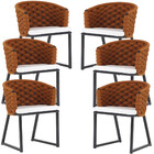 Kit 6 Cadeiras Bali Alumínio Em Tricô Náutico Trama Original