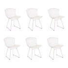 Kit 6 Cadeiras Bertoia Branca Com Assento Branco