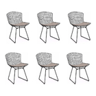 Kit 6 Cadeiras Bertoia Preta Com Assento Bege