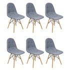 Kit 6 Cadeiras Charles Eames Botonê Eiffel Wood Estofada Cour