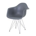 Kit 6 Cadeiras Charles Eames Braço Cinza Ferro Cromado
