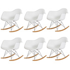 Kit 6 Cadeiras Charles Eames De Balanço Rar Branco