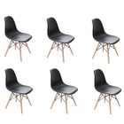 Kit 6 Cadeiras Charles Eames Eiffel Base Madeira Sala De Jant