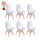 Kit 6 Cadeiras Charles Eames Eiffel Base Madeira Sala De Jant