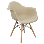 Kit 6 Cadeiras Charles Eames Eiffel Com Braço - Bege