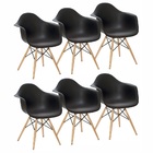 Kit 6 Cadeiras Charles Eames Eiffel Com Braço - Preta