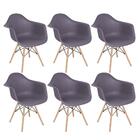 Kit 6 Cadeiras Charles Eames Eiffel Daw Com Braços E Pés De M