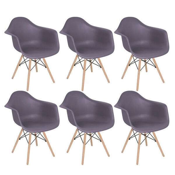 Kit 6 Cadeiras Charles Eames Eiffel Daw Com Braços E Pés De M