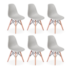 Kit 6 Cadeiras Charles Eames Eiffel Dkr Wood Design Cinza