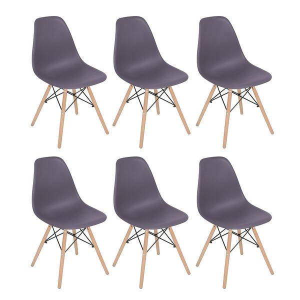 Kit 6 Cadeiras Charles Eames Eiffel Dsw Com Pés De Madeira Cl