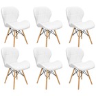 Kit 6 Cadeiras Charles Eames Eiffel Slim Wood Estofada - Bran