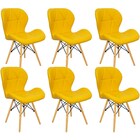 Kit 6 Cadeiras Charles Eames Eiffel Slim Wood Estofada - Most