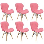 Kit 6 Cadeiras Charles Eames Eiffel Slim Wood Estofada - Rosa