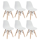 Kit 6 Cadeiras Charles Eames Eiffel Wood Design Branca Branco