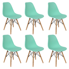 Kit 6 Cadeiras Charles Eames Eiffel Wood Design Verde Claro